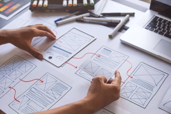 Wayvve Tech ux Graphic designer creative sketch planning application process development prototype wireframe for web mobile phone . User experience concept.